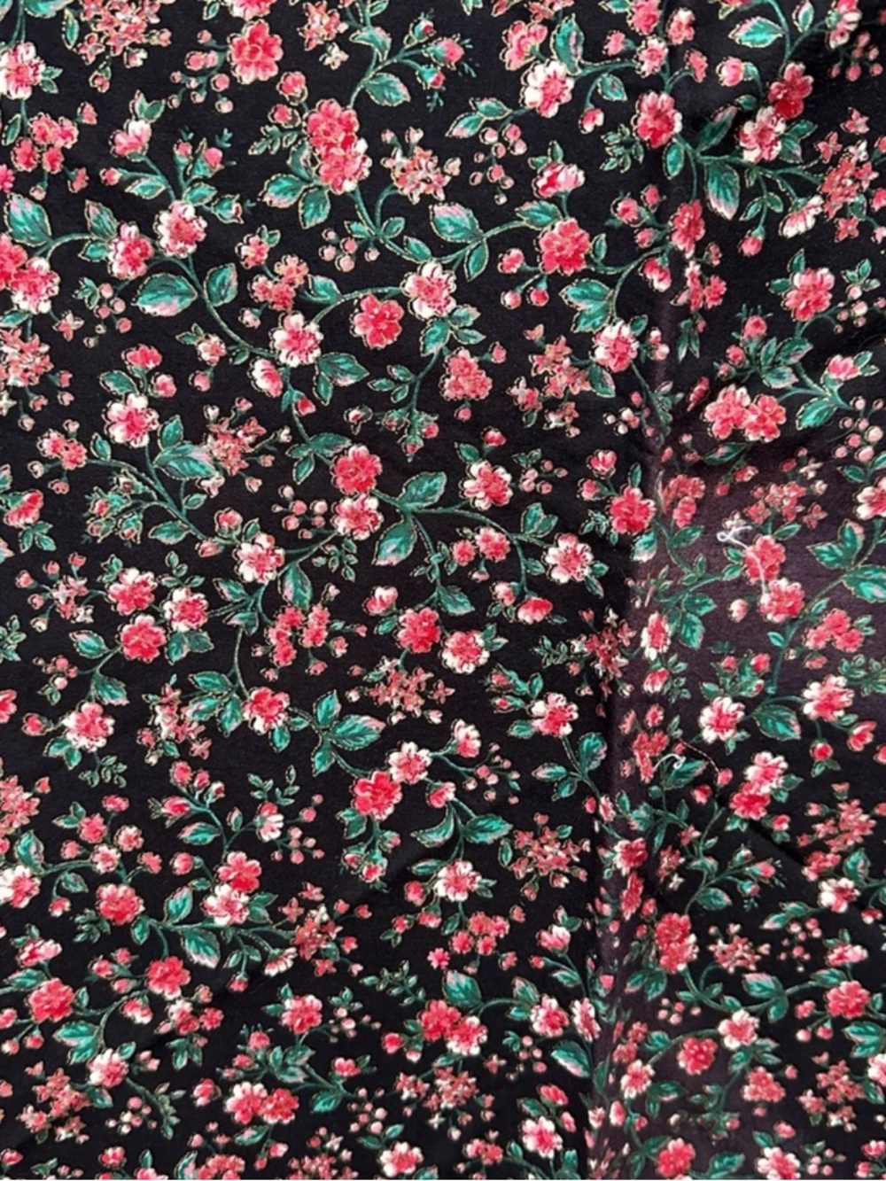 Vintage black floral chintz fabric Concord fabrics 70”x42”